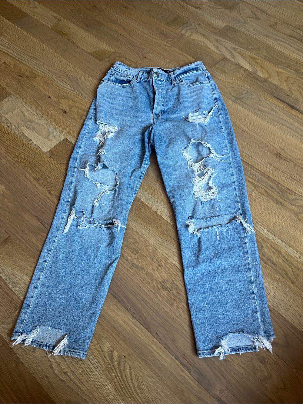 Hollister Light Blue Distressed Straight Leg Jeans